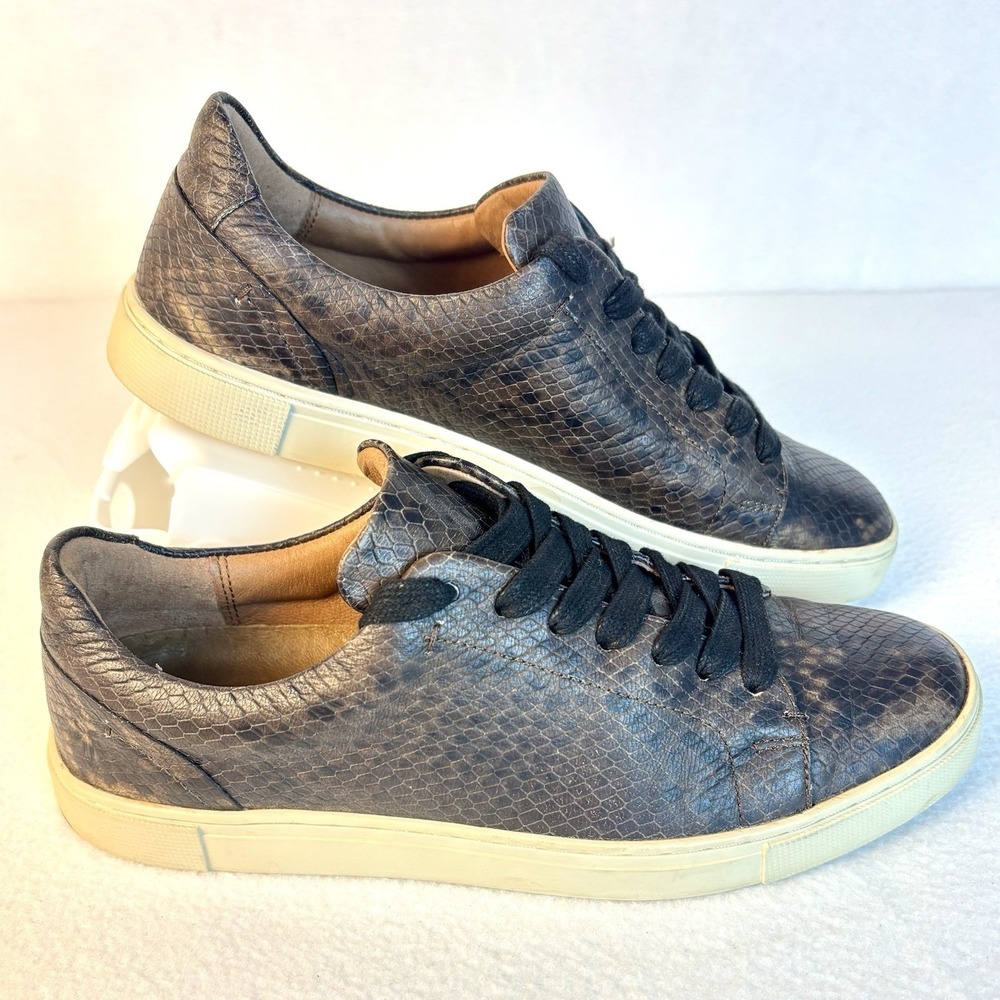 Frye Ivy Low Lace Snake Print Embossed Leather‎ Sneakers Brown Womens 7.5M